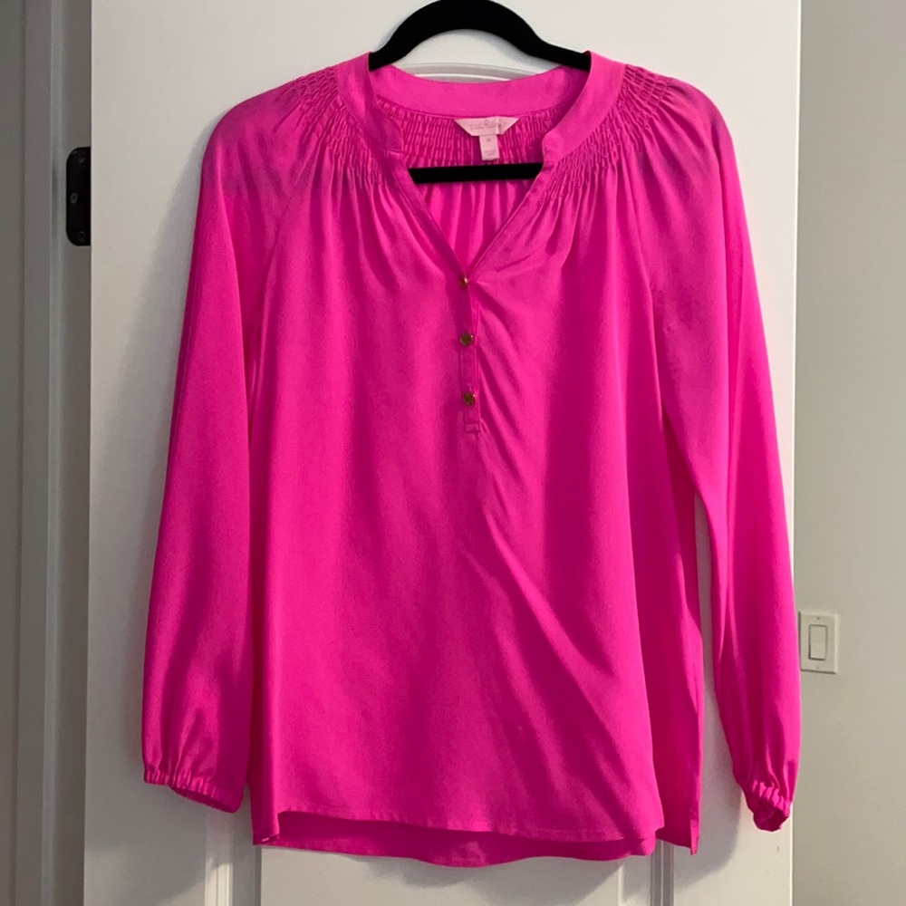 Lilly Pulitzer Elsa Silk top, hot pink- like new!